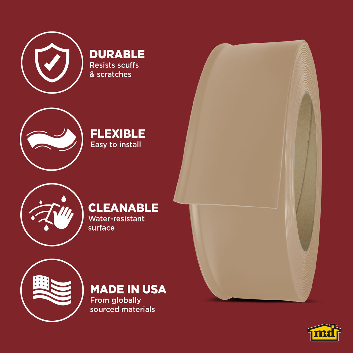 6 in. x 120 ft. Commercial Grade Vinyl Wall Base Desert Beige Enhanced Graphic