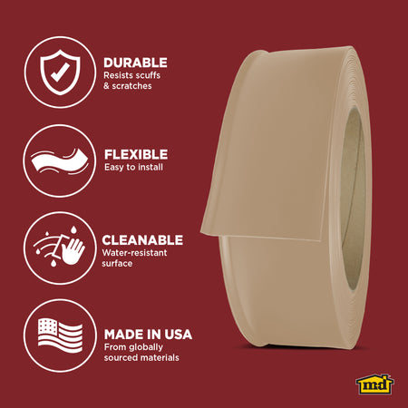 6 in. x 120 ft. Commercial Grade Vinyl Wall Base Desert Beige Enhanced Graphic