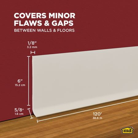 6 in. x 120 ft. Commercial Grade Vinyl Wall Base Almond Callout