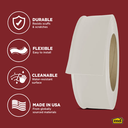 6 in. x 120 ft. Commercial Grade Vinyl Wall Base Almond Enhanced Graphic