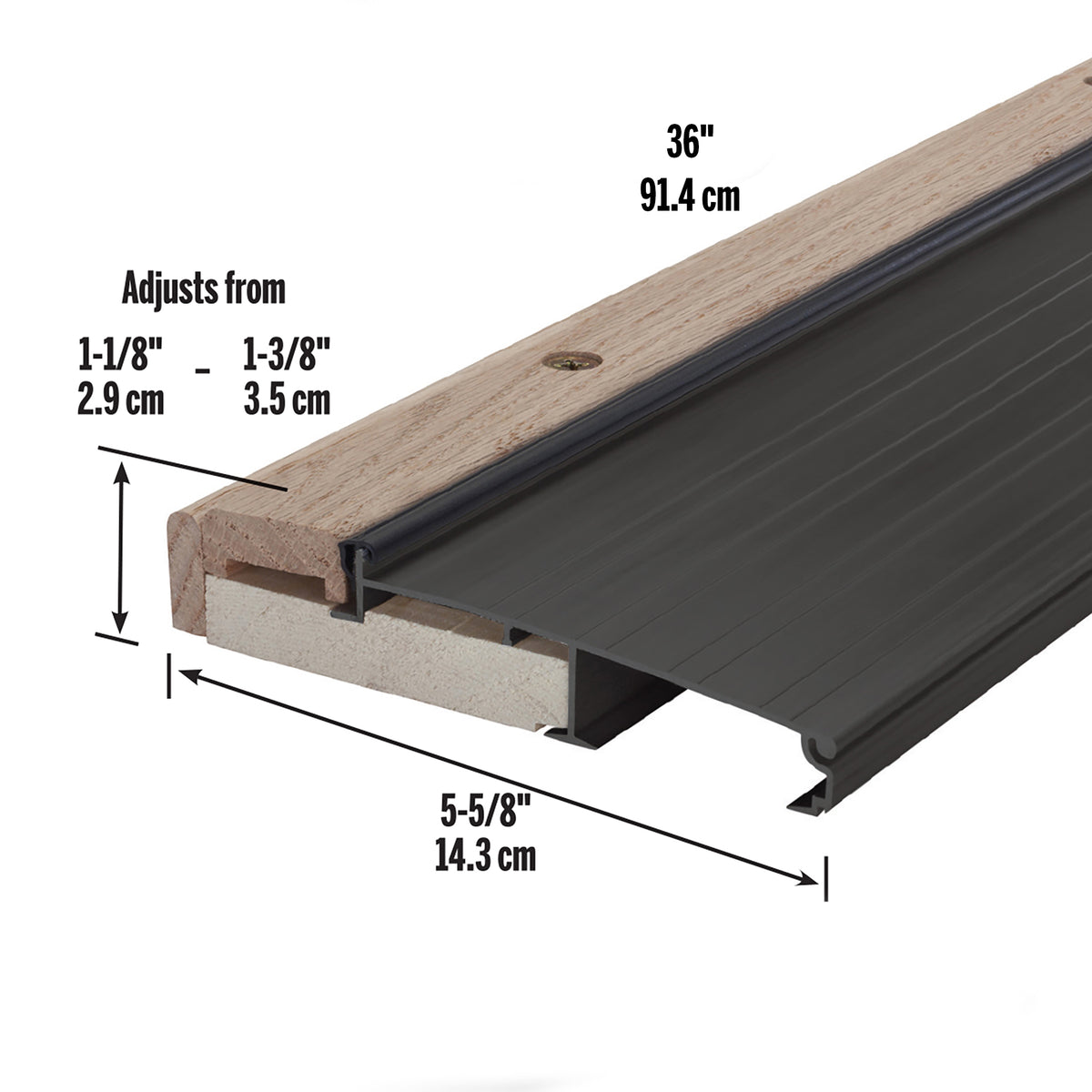 Threshold Trunk Adjustable Aluminum & Hardwood Threshold – M-D Building Products