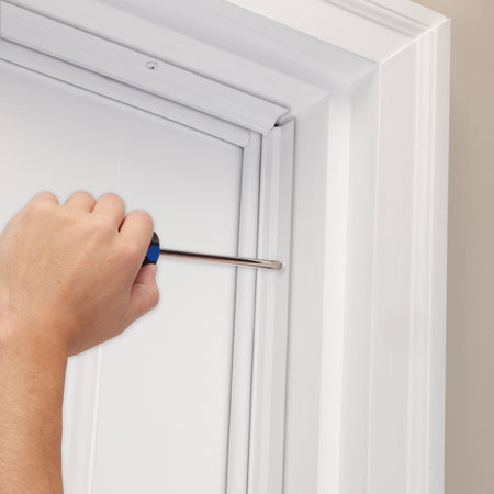 White Aluminum and Vinyl-coated Foam Heavy-duty Screw-on Top and Sides Door Seal Kit Application
