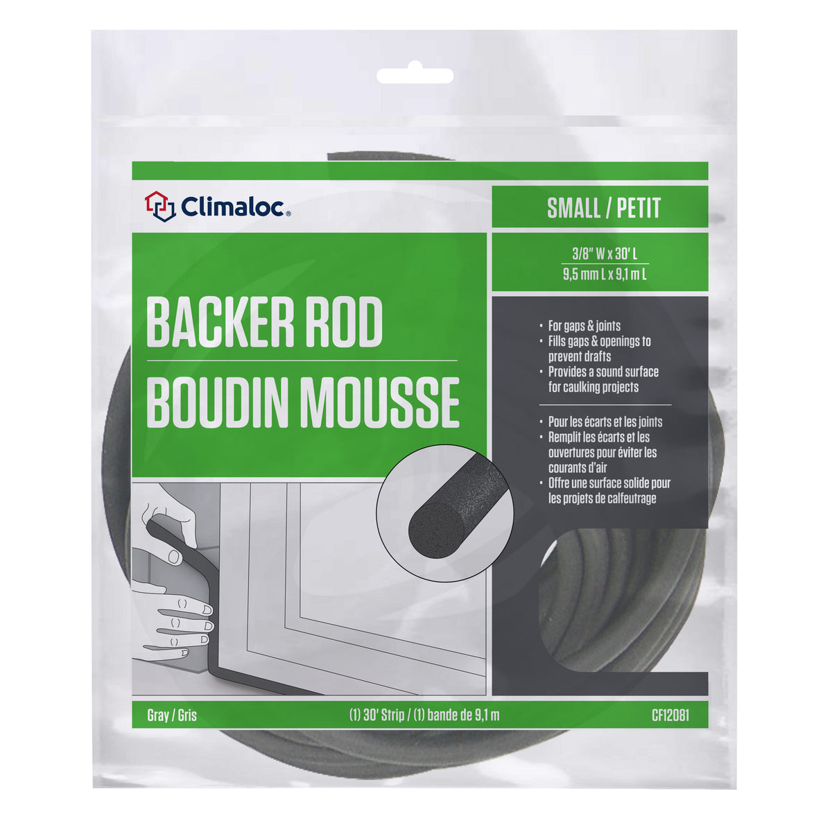 30 ft. Gray Foam Backer Rod for Small 3/8 in. Gaps and Joints Default Title In Package