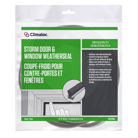 17 ft. Gray Pile Replacement Weatherseal for Storm Doors & Windows Default Title In Package