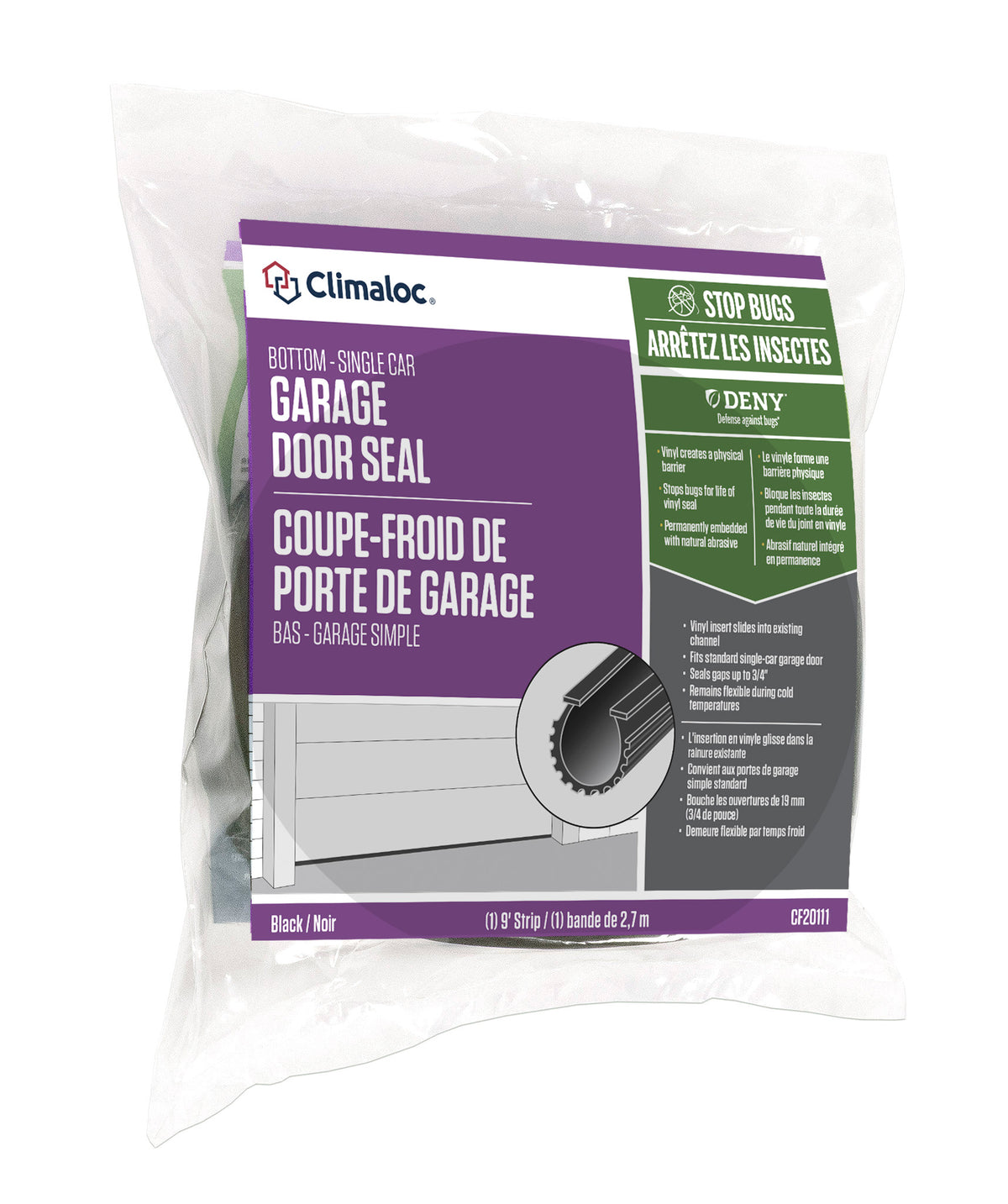 18 ft. Black Vinyl Replacement Garage Door Bottom Seal Default Title In Package