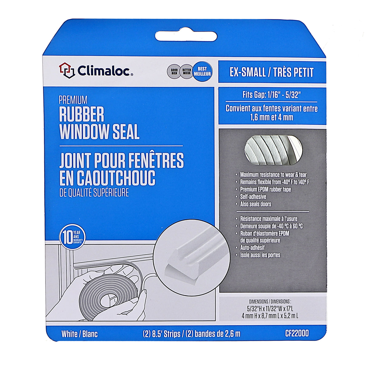 1/8 in. x 3/8 in. x 17 ft. White Premium Rubber Window Seal for Ex-Small Gaps Default Title In Package