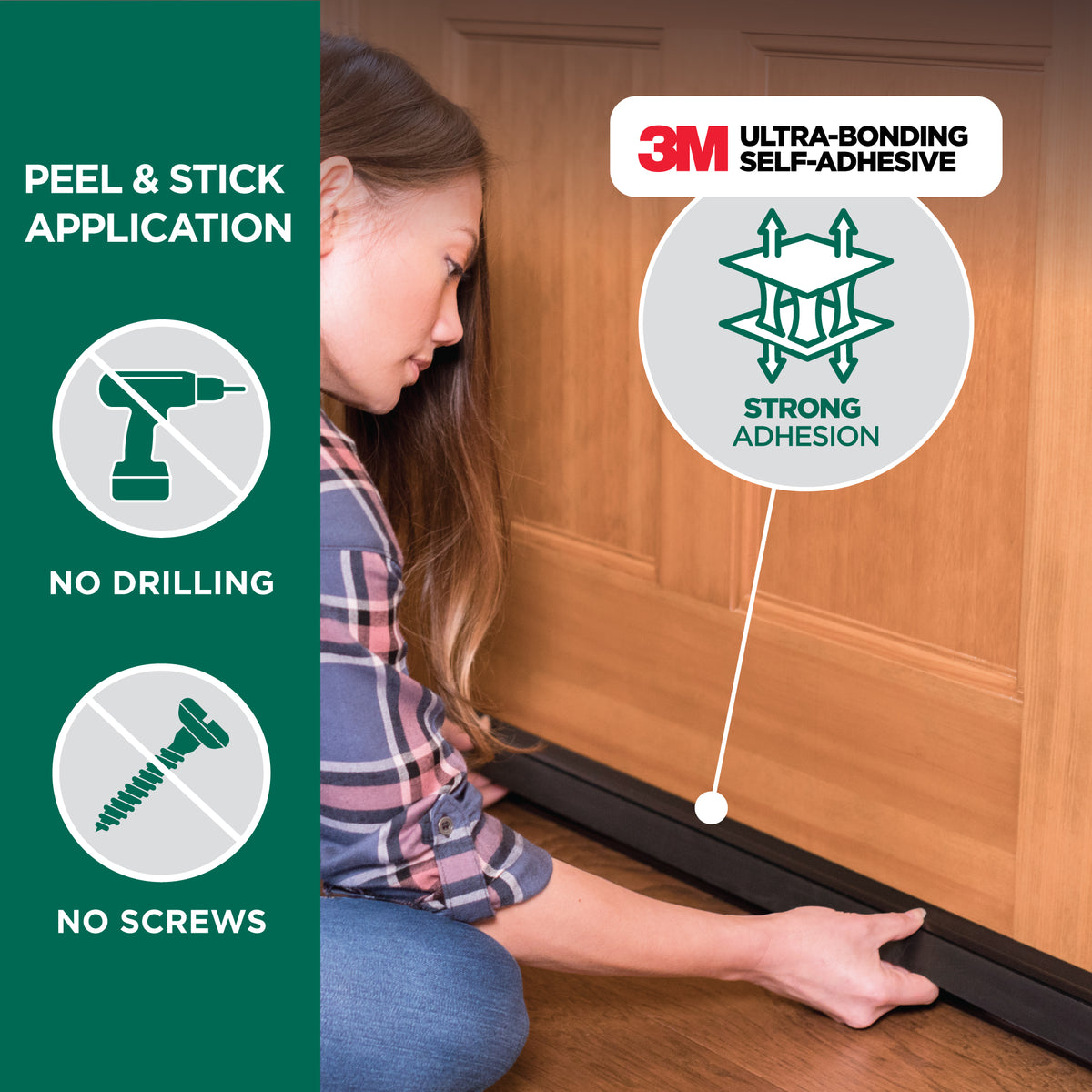 Aluminum and Vinyl CINCH® Self-adhesive Door Sweep Enhanced In Use