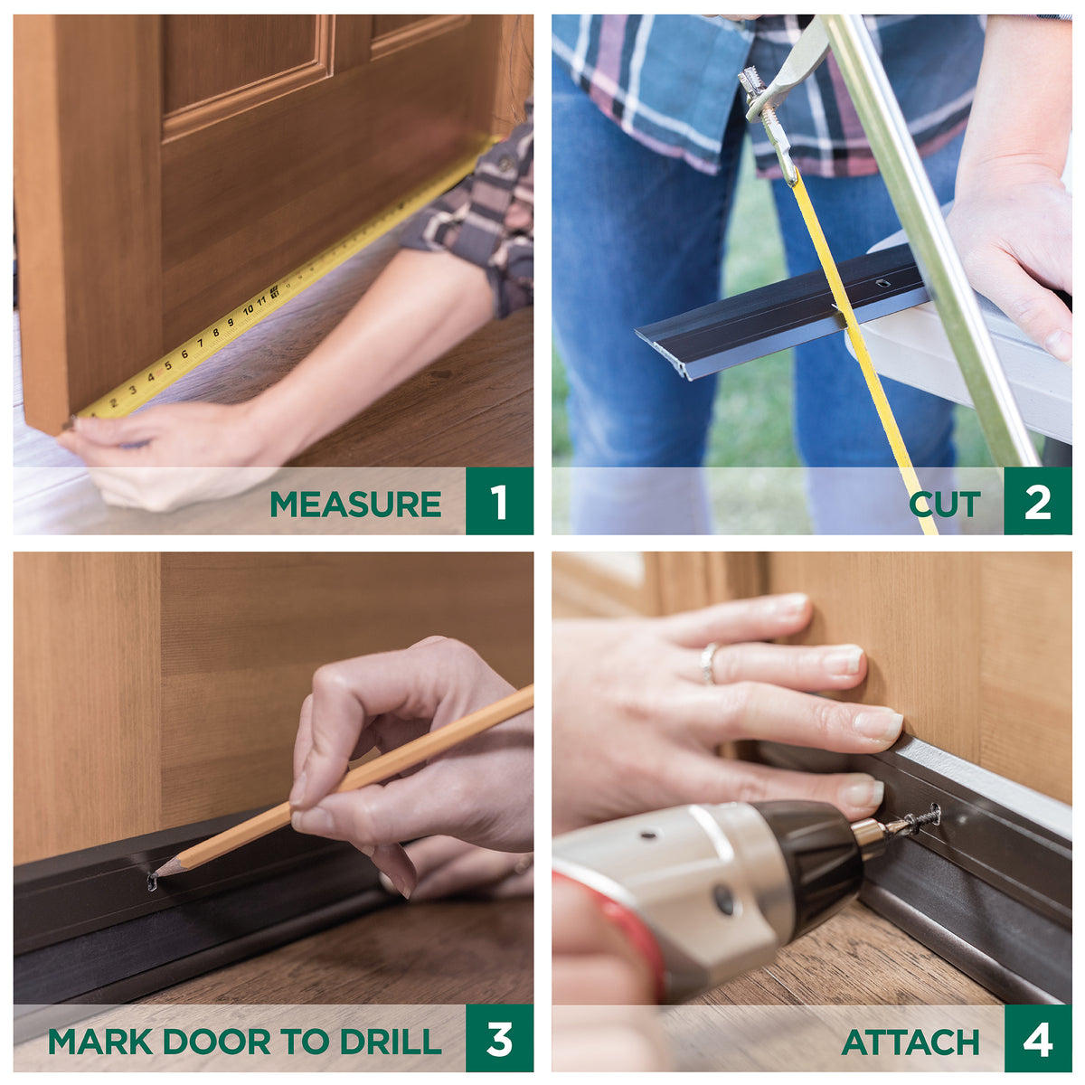 Aluminum and Vinyl Heavy-duty Screw-on Door Sweep Enhanced Instructions