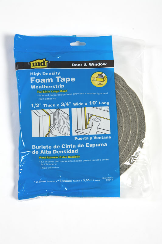 1 17 Ft L X 1/2 in W 3/8 in T x H x 17 L M-D Building Products 02097 2097 M-D 0 Low Density Open Cell Self-Adhesive Foam Tape Gray 