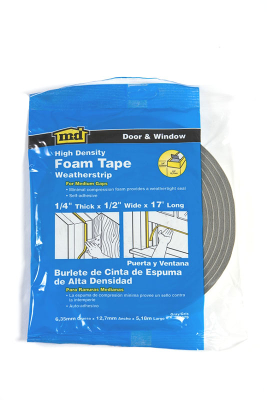Gray Low Density Foam Weather Strip X 17 ft M-d Products 02097 .38X .5 in 